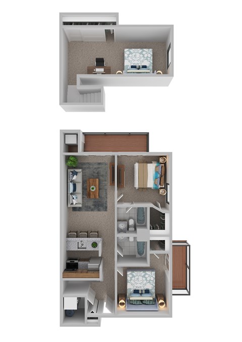 Floor plan for 3 beds, 2 baths, 1395 sqft